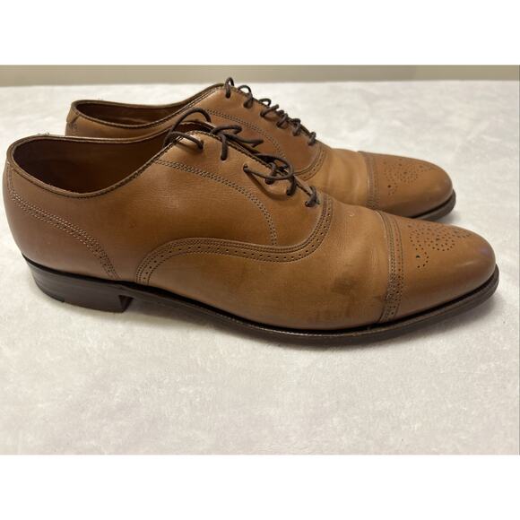 Footjoy Men’s Shoes Size 11.5 B Brown Cap Toe Wingtip Leather Dress Shoes Lace - Picture 5 of 9